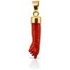 gioiellitaly Ciondolo Mano Portafortuna manina Corallo Rosso Naturale del Mediterraneo manufica e argento dorato 925 gioiello artigianale da uomo e donna unisex