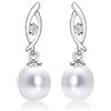 Diamond Treats Orecchini di Perle in Oro Bianco o Oro Giallo 9K, Orecchini Pendenti con Perle d'Acqua Dolce e Zirconi, Orecchini Donna in Oro 9 Carati con Perle di Coltura d'Acqua Dolce