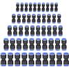 HAXIHA 50 Pezzi Connettore Pneumatico 4mm/6mm/8mm/10mm/12mm Raccordi Rapidi Aria Compressa,Push Per Collegare kit di Raccordi,Raccordo Diritto Pneumatico per Connessione Rapida di Tubi dell'aria Blu