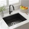 Vocnafy Lavello da incasso, in acciaio inox 304, nero, profondo 20 cm, con scarico, nano lavello grigio canna di fucile, con drenaggio a X e isolamento acustico (45 x 40 cm)