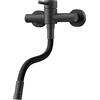 HURRAN Rubinetto Cucina a Muro, Nero Matte | Spruzzatore a doppia funzione, Girevole a 360°, Tubo Flessibile in Silicone, Acciaio Inox
