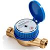 WARMWOO Contatore acqua in rame pieno, contatore acqua a impulso con uscita pulsata (contatto Reed), per acqua fredda, 1/2 pollici e 3/4 pollici, per casa, giardino, sistema di irrigazione, monitoraggio