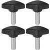QUARKZMAN 4pz Manopole a T con Viti a Testa Alare M8x20mm Manopole a T Plastica Filettatura Maschio standard Maniglie Manopole Serraggio a mano Vite a testa Zigrinata, Nero