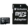 Verbatim MEMORY CARD MICRO SD/TRANSFLASH 64GB VERBATIM CLASSE 10 44084