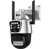 MAKA Telecamera WiFi Esterno IP66 PTZ 1080P Doppia Lente Allarme Notturna