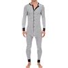 Bauzuoyo Pigiama da uomo a maniche lunghe, con bottoni, a righe, per primavera, autunno, lungo, morbido, da uomo, slim fit, girocollo, biancheria intima calda