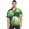 LINNIKEEEE Orsetti Carini di Cartoni Animati Camicie Hawaiane da Uomo A Maniche Corte Abbottonate Camicia Casual per La Spiaggia Estiva