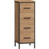 HOMCOM Armadietto bagno, 4 cassetti, compatto, stile industriale, pannello truciolare, metallo | Aosom Italy