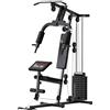 HOMCOM Stazione di Muscolazione Multifunzione con Carico da 65 kg, Doppia Carrucola, Nero | Aosom Italy