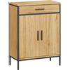 HOMCOM Mobile Bagno con Ripiani a 2 Livelli e Grande Cassetto, Stile Industriale, 60x30x80 cm, Rovere | Aosom Italy