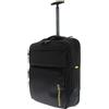 Mandarina Duck Zephyr Trolley Zaino, Nero, 54 centimeters x 20 centimeters x 37 centimeters, Trolley a due ruote in tessuto morbido ad effetto 3D