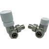 HM Valvole Termostatizzabili Angolari 3/8x16 Nichelate Universali DX SX Ottone Resistente Facile Installazione Adattatori Inclusi Per Termosifoni dietro Porte
