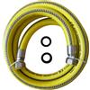 HM Tubo Gas Flessibile per Cucina 1/2 FF Lunghezze da 1 a 4 Metri Acciaio Inox Certificato EN 14800 Rivestito Giallo Per GPL e Metano Guarnizioni Incluse