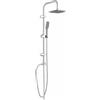 HM Colonna Doccia Senza Miscelatore Cromata, Set Doccia con Soffione Quadrato 25x20 cm, Doccetta Monogetto, Asta Regolabile, Tubo Flessibile 150 cm, Deviatore e Kit Installazione per Bagno