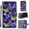 SIENIANLINE Cover per Xiaomi Redmi Note 7 custodia portafoglio Farfalla blu | Chiusura magnetica, Scomparti carte, Funzione supporto, Pelle PU flip cover per Redmi Note 7