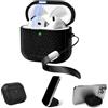 Teyomi Custodia Compatibile con AirPods 5/4 con Coperchio Magnetico, Nero | Custodia Rigida per AirPods 5 e AirPods 4 con Cordino da Polso e Supporto Pieghevole Integrato, Ricarica Wireless
