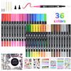 Vicloon Brush Pen Lettering, 36 Pcs Pennarelli a Doppia Punta Fine Grossa, Pennarelli per Acquerelli da Pittura, Penne da Colorare ad Acquerello per Calligrafia, Lettering, Schizzi, Journal, Disegnare