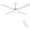 Newday 122cm Ventilatore da Soffitto4 Pala Bianco con Luce e Telecomando | Ventola Soffitto con Dimmer senza passaggi, Modalità 7 velocità, Timer, Reversibile Motore DC Silenzioso per Soggiorno