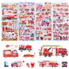 ZMDMAH Set di 4 adesivi 3D per bambini con vigili del fuoco per bambini e bambine, adesivi per premi per feste di compleanno dei bambini