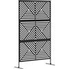 Outsunny Separé Divisorio Decorativo da Esterno Alto Motivi Rombo | 2 Piedini, Paravento da Giardino in Acciaio, per Balcone e Terrazzo, 122x45x198 cm, Nero