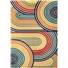 Mazovia Tappeto Moderno, Astratto e Geometrico - Fano Ovale - multicolore, blu e giallo, 160x230 cm, impermeabile