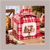 LUCGEL SRL Scatola Porta Panettone Alto 1 Kg in Cartoncino Rosso con Grafica Babbo Natale 20x20x18 cm Confezione 10 Pz
