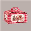LUCGEL SRL Scatola Porta Panettone Basso 1 Kg in Cartoncino Rosso con Grafica Babbo Natale 245x245H130 mm Confezione 10 Pz