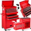 tectake 402802 Carrello di utensile Carrello carrello workshop con ruote, rimovibile, custodia mobile, rosso