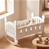 Culla a Dondolo Bianco Lettino Stabile per Cameretta, Bambini