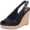 Tommy Hilfiger Espadrillas Wedge Donna Iconic Elena Sling Back Wedge Tacco a Zeppa, Nero (Black), 41