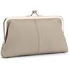 Karoukee Portafoglio da Donna in Vera Pelle Morbida, Pochette per Telefono Cellulare in Stile Vintage, Elegante Portamonete con 8 Scomparti per Carte, Chiusura Clic-Clac d'oro
