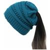 SHTGOI Berretto a coda di cavallo, in lana lavorato a maglia, morbido ed elastico, con trecce, foro per trecce, berretto a maglia grossa, cappello caldo per donne e ragazze con capelli lunghi