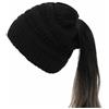 SHTGOI Berretto a coda di cavallo, in lana lavorato a maglia, morbido ed elastico, con trecce, foro per trecce, berretto a maglia grossa, cappello caldo per donne e ragazze con capelli lunghi