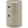 Kartell Componibili Big, Mobile Contenitore 2 Elementi, Diametro 42 cm, Tortora