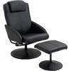 HOMCOM Poltrona Relax Reclinabile con Pouf Poggiapiedi 71x78x101cm Nero | Rivestimento in Finta pelle