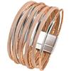 Yunmeryker Bracciale Avvolgente Multistrato Da Donna Moderno, Accessorio Personalizzabile in Pelle Sintetica E Lega con Chiusura Facile, Adatto Come Regalo