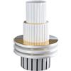 GILDE Vaso Livello in ceramica - bianco - smaltato - altezza 33 cm x diametro 23 cm - con motivo - vaso per fiori impermeabile