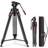 NEEWER 192cm Treppiede Video a Testa Fluida, Sgancio Rapido in Un Passo, Smorzamento Regolabile, Cavalletto Treppiede in Alluminio, Piastra QR a Due Modalità per Camera DSLR Videocamere, Max 8kg,LL27
