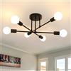 Comely Plafoniera Sputnik Moderno, Nero 6 Luci E27 Lampadario Industriale | Plafoniera Soffitto E27, Lampada da Soffitto Vintage in Ferro per Camera da Letto Soggiorno Cucina