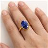 Anello No Brand Zaffiro Blu Ovale 925 Argento Sterling Placcato 10K