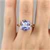Anello In Caucciù Blu Zaffiro 12mm Vintage Dorato 10k Su Argento 925 Mis. 7-8
