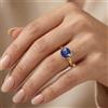 Anello Zaffiro Blu Cuscino 12mm Vintage Placcato 10k in Argento 925 Mis 10
