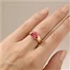 Anello In Argento 925 Dorato 10K Padparadscha Zaffiro Cushion 9x7mm Mis. 7 8