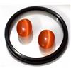25 CT Naturale Arancione di Gatto Occhio Gemma Paio Ovale Cabochon Certificato