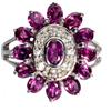 Egemdiamond Anello In Argento 925 Oval Rhodolite Granato E Topazio Bianco 5x3mm Mis.7