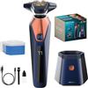 Cecotec Rasoio Rotativo con Base Autopulente PrecisionCare Saphire Pro. 3-5 min, Include Liquido Autopulente, Autonomia 90min, Lame Titanio, Resistente all'Acqua IPX7