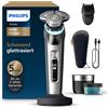 Philips XP9204/33, rasoio elettrico rotante, colore argento, sistema Triple-Action Lift & Cut; lame in acciaio precisione duale, LED, GroomTribe; connettività Bluetooth, sostituzione ogni 2 anni con SH91