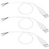 OEM Allecto Plus - Cavo pigtail con connettore USB a filo scoperto, confezione da 3 pezzi, 28 AWG, bianco, per riparazioni di caricabatterie e trasmissione dati