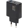 Sologic Re-load GaN³ Pro Caricabatterie da parete a 2 porte 45W Nero