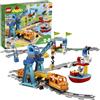 LEGO DUPLO Il Grande Treno Merci, Set Push & Go, Luci e Suoni, Costruzioni Creative con Binari, Nave e Gru Giocattolo, Giochi per Bambini e Bambine da 2 a 5 Anni, Idee Regalo di Compleanno 10875